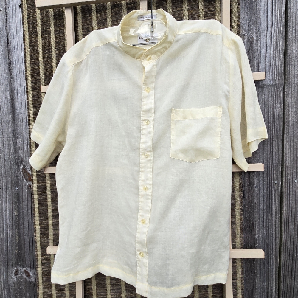 Kahuna Bay 100% Linen Short Sleeve Button Down Shirt Size L